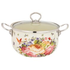 Кастрюля эмалированная со стеклянной крышкой, 4,2л, Agness (915-102)