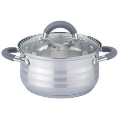 Кастрюля Agness со стекл. крышкой, силикон. ручки, 5.7л, 24х13.5 см, нерж. сталь, индукцион. дно (937-139)