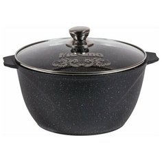 Кастрюля Мечта Гранит Black литая, с антипригарным покрытием, стеклянная крышка, 4л, 24см, гранит black
