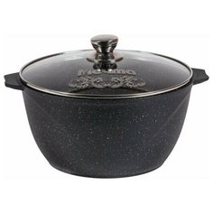 Кастрюля Мечта Гранит Black литая, с антипригарным покрытием, стеклянная крышка, 2л, 20см, гранит black