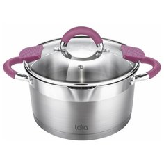 Кастрюля LARA (нерж) VIVA 18x10,5см 2.2л, носик, индукционное дно, крышка с бортом LR02-311