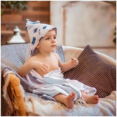 Полотенце детское с уголком AmaroBaby CUTE LOVE ТЕХАС (белый), 90х90 см.