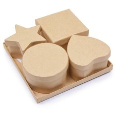 Шкатулки из картона для декорирования. Набор 4 ШТ. 11,8x3,7x11,8 см Hobby Time