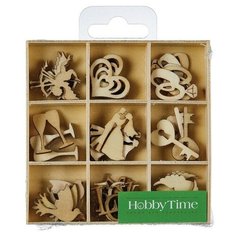 Декор из дерева. Натуральный, НАБОР №33 "РОМАНТИЧЕСКАЯ ФАНТАЗИЯ" В ДЕРЕВЯННОМ ОРГАНАЙЗЕРЕ Hobby Time