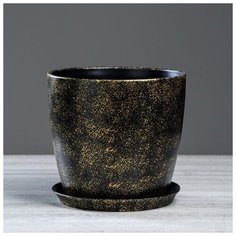 Цветочный горшок "Осень", под мрамор, чёрный, 5 л 2472456 Керамика ручной работы