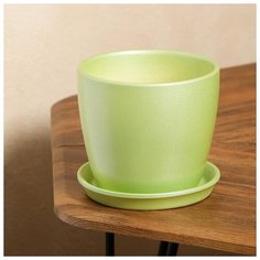 Цветочный горшок "Осень", перламутр, фисташка, 2 л 2926486 Керамика ручной работы