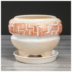 Цветочный горшок "Мозайка" белый, 2 л 4930712 Керамика ручной работы