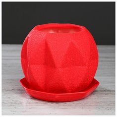 Цветочный горшок "Сфера" 1,5 л шёлк, красный 4911544 Керамика ручной работы