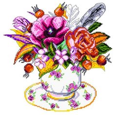 Шиповник в чашке Рисунок на канве 28/37 28х37 (22х22) Матренин Посад 1905