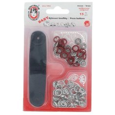 Кнопки "KOH-I-NOOR" 16 (1213-030 №2) рубашечные "Baby" металл цветные d 9.7 мм 15 шт. 975 красный