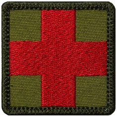 Нашивка (шеврон патч patch) "Медицинский крест", вышивка на липучке, 5 x 5 см, олива Teamzlo Workshop