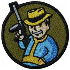 Нашивка (шеврон патч patch) "Vault Boy автоматчик", вышивка на липучке, 7.7 x 7.7 см Teamzlo Workshop