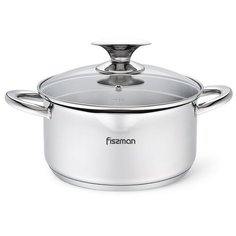 Кастрюля Fissman ELEGANCE 20x10 см / 3,1 л со стеклянной крышкой (нерж.сталь) (5492)