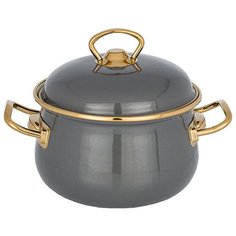 Кастрюля эмалированная 2,8л индукция Agness Deluxe, серый (951-136)