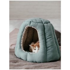 Домик для животных, для кошек, для собак,, "Не Один Дома" Маффин, бирюзовый