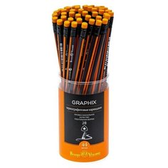 Карандаш чернографитовый С ЛАСТИКОМ "Graphix" 2В, 12 штук Bruno Visconti