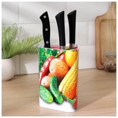 Подставка для ножей "Яркоцвет" с наполнителем 12х12х18 см 5386115 Сима ленд