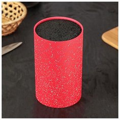 Подставка для ножей "Зефир" soft-touch, с наполнителем,18х11 см, цвет красный 3936206 Сима ленд
