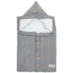 Конверт Amarobaby Pure Love Snap вязаный утепленный на выписку, серый, 75 см.