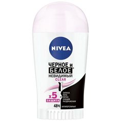 Nivea антиперспирант, стик, Черное и Белое Невидимый Clear, 40 мл