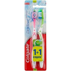 Зубная щетка Colgate Макс Блеск отбеливающая, средней жесткости, в ассортименте, 2 шт.