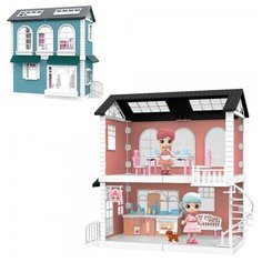 Игровой набор ABtoys Модульный домик (собери сам), 4 секции. Мини-куколки на кухне и в столовой, в наборе с аксессуарами