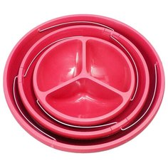 Фруктовница менажница трёхъярусная, этажерка, 28х28х8 см, цвет розовый, Kitchen Angel KA-BOWL1-04