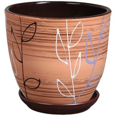 Горшок Художественная керамика Ленок с подставкой коричневый