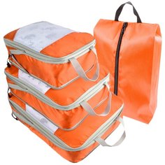 Набор органайзеров из водоотталкивающего материала для багажа и обуви, 4 шт, цвет оранжевый Blonder Home