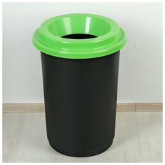 Контейнер для мусора ЭКО 50л с зелёной крышкой 3940621 Idea (М Пластика)