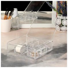 Контейнер д/хранения космет принад с крышкой 12секц 15*15*4,7см акрил прозрачн карт кор 3036138 Сима ленд