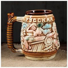 Бокал "Русская банька", цветной, 1 л 3532717 Керамика ручной работы