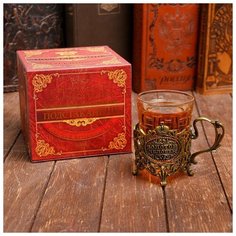 Подстаканник со стаканом "Золотой человек", 11,3 х 11,5 х 7,3 см 839702 Семейные традиции