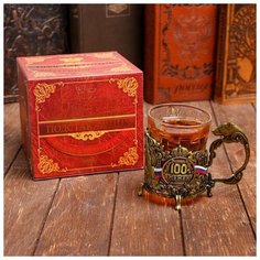 Подстаканник со стаканом "100% мужик", 11,4 х 9,3 см 5099487 Семейные традиции