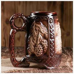 Кружка для пива 1л "Хмель" 1131541 Керамика ручной работы