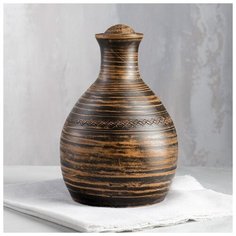 Штоф для вина "Моко", с крышкой, декор резной, 1 л 4824152 Красная глина
