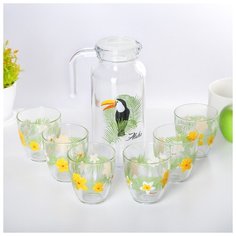 Набор питьевой 7 предметов ТУКАН ДЖАНГЛ (кувшин 1 л + 6 стаканов 250 мл) 4264402 Pasabahce