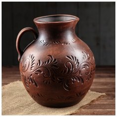 Кувшин 5 л "Грузия" с ручкой с декором микс красная глина 1269410