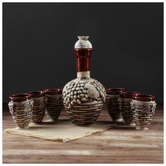 Винный набор "Плетенка", 7 предметов, штоф 1.2 л 895923 Керамика ручной работы