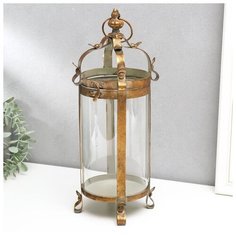 Подсвечник металл на 1 свечу "Стратег" состаренное золото 38х15,5х15,5 см 5473041 Сима ленд