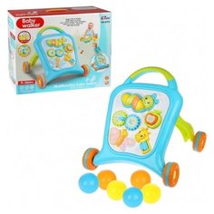 Каталка-ходунки Мои зверята, голубой, свет, звук, эл.пит. АА*2 шт не вх.в комплект Наша Игрушка