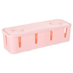 Короб органайзер для хранения проводов, бокс для проводов, цвет розовый, 26,5х9,5х7 см, Blonder Home BH-BOX1-03