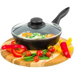 Сковорода глубокая 20 см Elan Gallery Гармония вкуса Черный Оникс с крышкой D20, несъёмная ручка