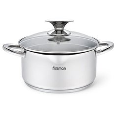Кастрюля Fissman ELEGANCE 18x9 см / 2,2 л со стеклянной крышкой (нерж.сталь) (5491)