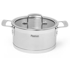 Кастрюля Fissman FOBUS 16x9 см / 1,6 л со стеклянной крышкой (нерж.сталь) (5381)