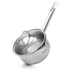 Ковш Fissman CALLISTO 16x8 см / 1,5 л со стеклянной крышкой (нерж.сталь) (5205)