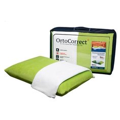 Анатомическая подушка OrtoCorrect Comfort с 2-мя наволочками (велюр цвет фисташка + белая 6343710