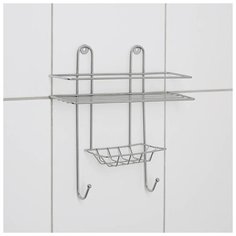 Полка прямоугольная с мыльницей и крючком, 1 ярус, цвет хром 5541039 Сима ленд