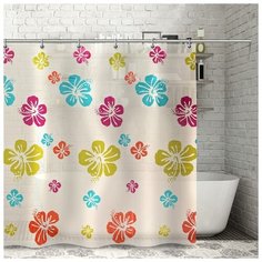 Штора для ванной "Гавайская роза", 180х180 см, PEVA 3622253 Доляна