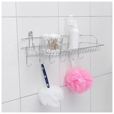 Полка бытовая с крючками 42х15х16 см 673821 Доляна